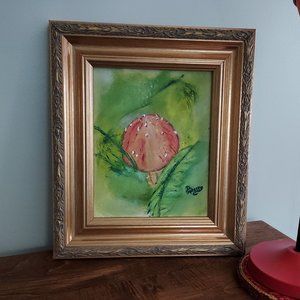 Original Oil on Canvas Framed Signed "Little Mushroom"